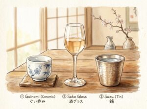 日本酒は酒器で味が変わる｜ぐい呑み・ワイングラス・錫器の使い分け